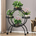 Metal Multi Tiers Rolling Plant Stand Indoor Outdoor Plant Shelf Pot Holder Home Living Room Balcony Plant Stand Outdoor