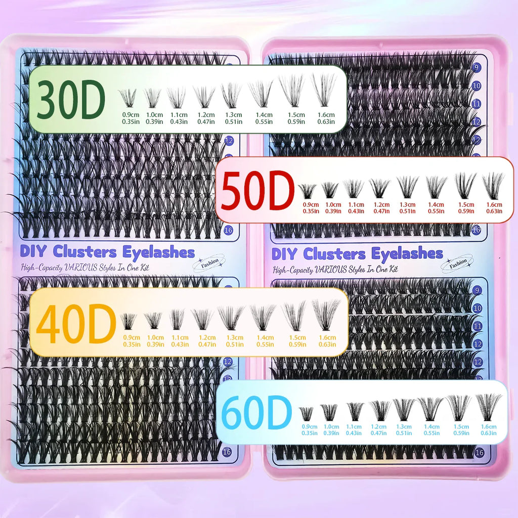 DIY Cluster Eyelash Extensions Kit | 640pcs Individual Lashes for Home Use