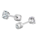 2 Piece Medical Stainless Steel Crystal Zircon Ear Studs | Hypoallergenic Tragus Cartilage Screw Piercing Jewelry