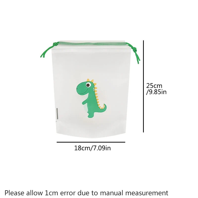 10 Transparent Drawstring Bags with Exquisite Cartoon Patterns, Waterproof and Easy-to-carry Grocery Storage Bags