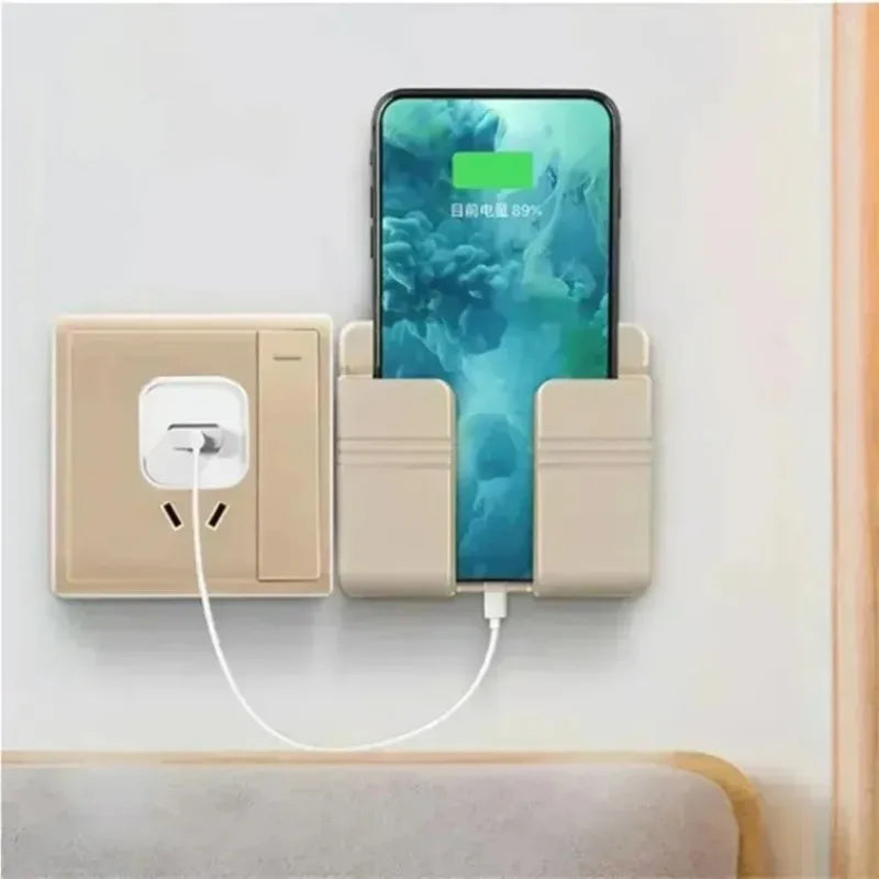 Wall Mount Phone Holder Socket Sticky Stand for iPhone Samsung All Smartphones Charging Holder for Home Kitchen Bathroom