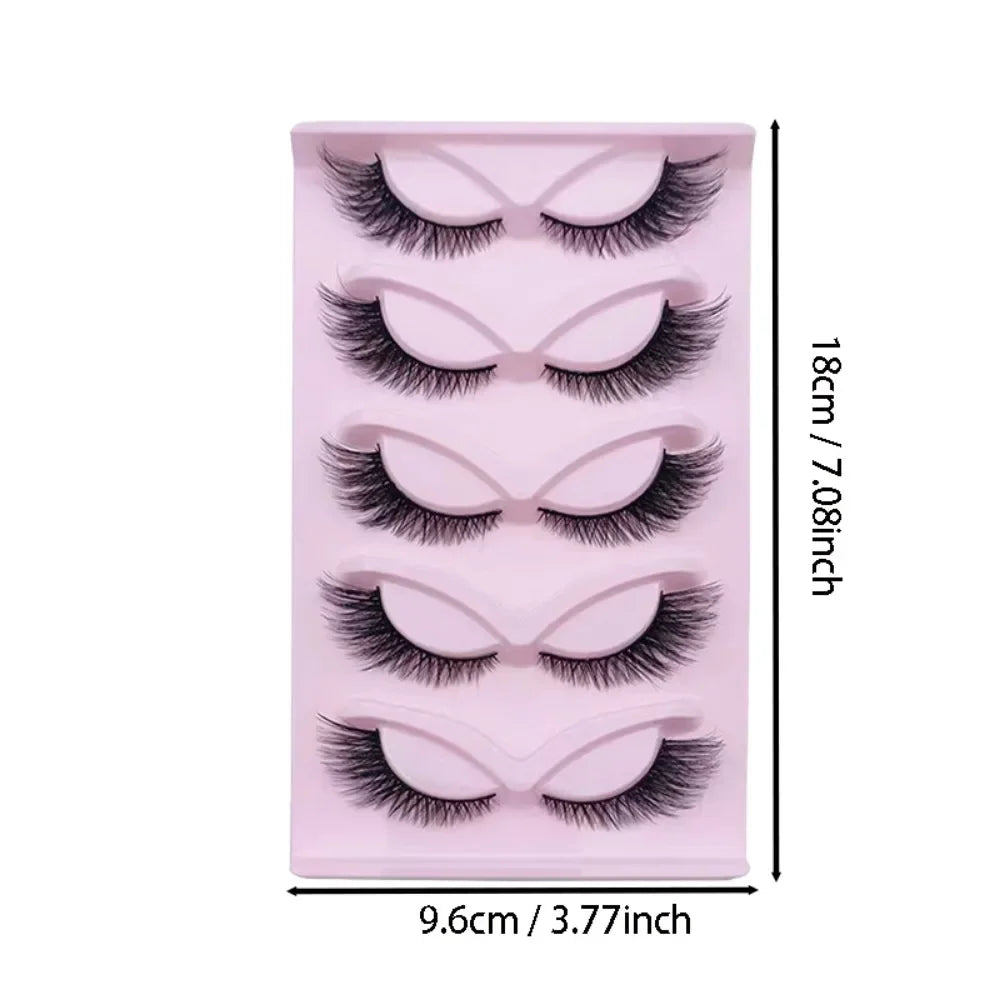 5 Pairs Cat Eye Lashes Wispy Fake Lashes | Fluffy Winged Strip Lashes