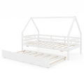 Twin House Bed with Trundle and Fence Rail