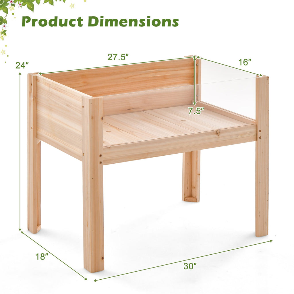 30/47 Inch Wooden Raised Garden Bed