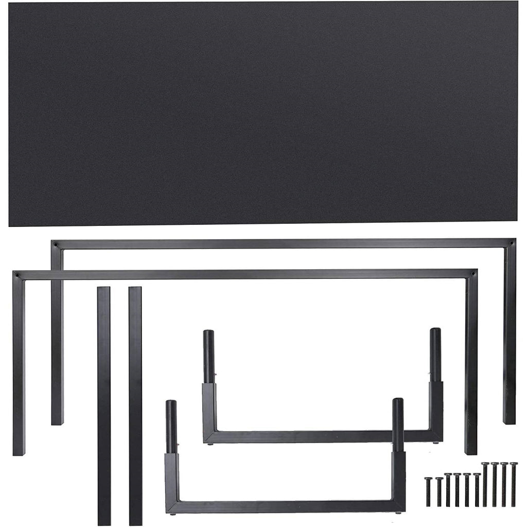 Black Metal Frame Wood Top Modern Home Office Laptop Computer Desk Writing Table