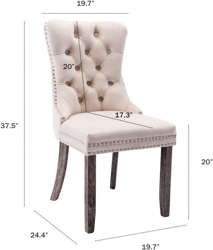 Velvet Wingback Dining Chairs Set Of 4 Beige Tufted