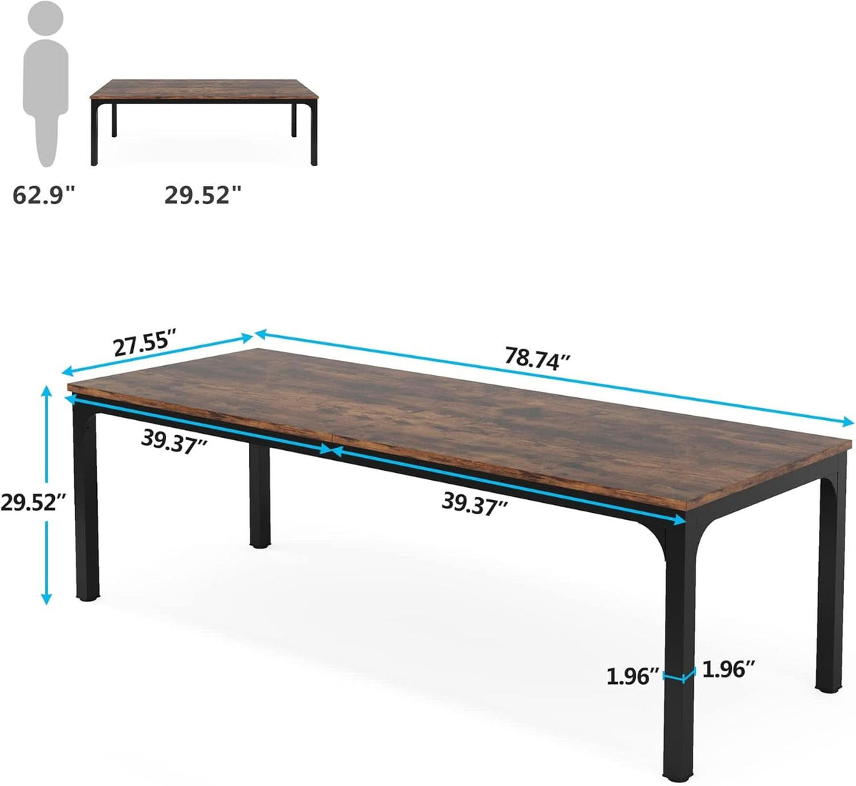78 Inch Extra Long Two Person Computer Desk For Home Office