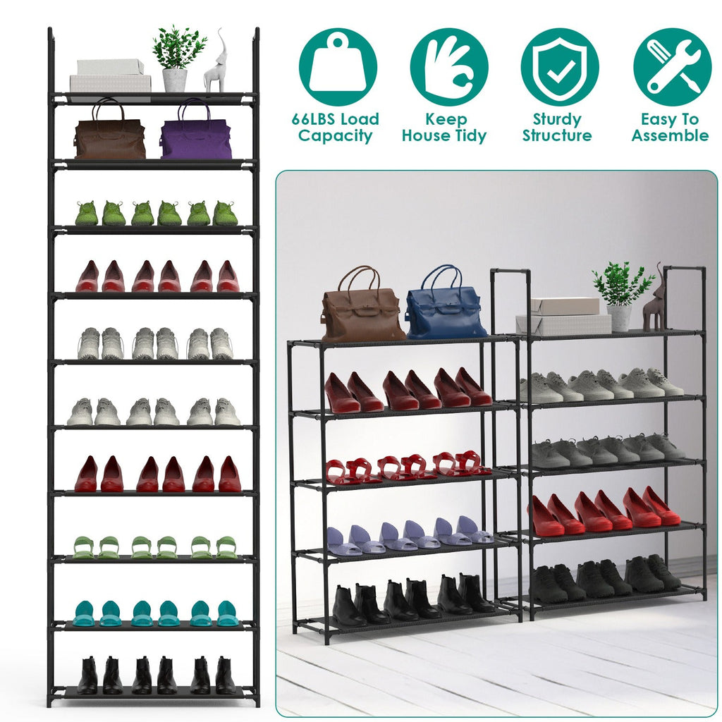 10-Tier Shoe Rack Organizer for Hallways and Closets