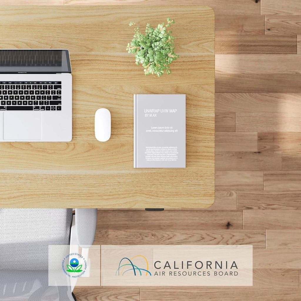 48 Inch Maple Top White Frame Adjustable Standing Desk