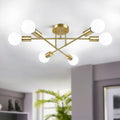 Gold Sputnik Chandelier Semi Flush Mount Ceiling Fixture