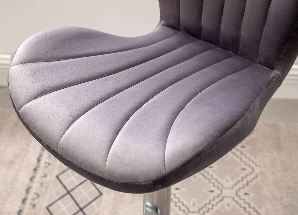 Velvet Adjustable Swivel Barstools Gray Set of Two