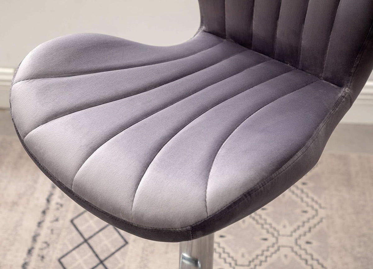 Velvet Adjustable Swivel Barstools Gray Set of Two