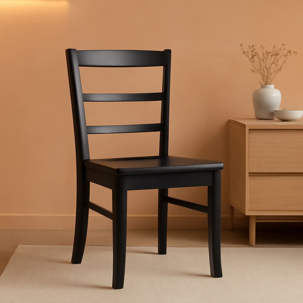 Set Of 2 Black Madrid Ladderback Dining Chairs For Kitchen