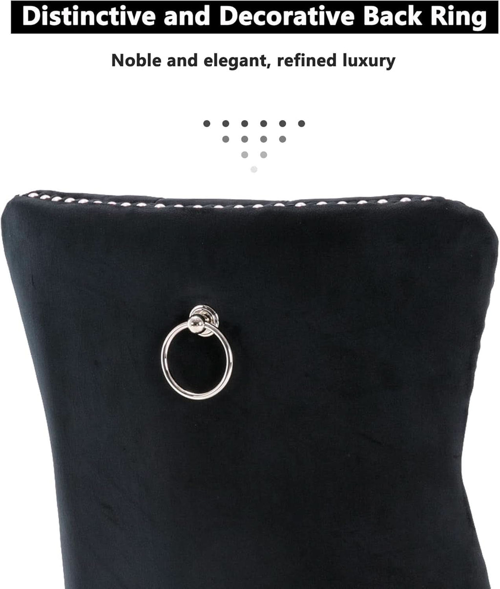 Black Velvet Tufted Dining Chairs With Nailhead Trim