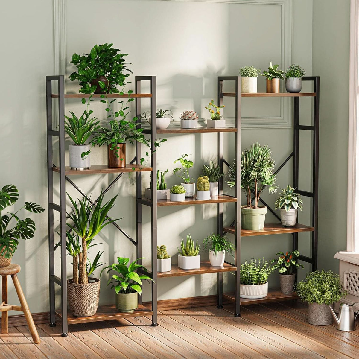 Rustic Brown Four Tier Bookshelf For Home Office Storage