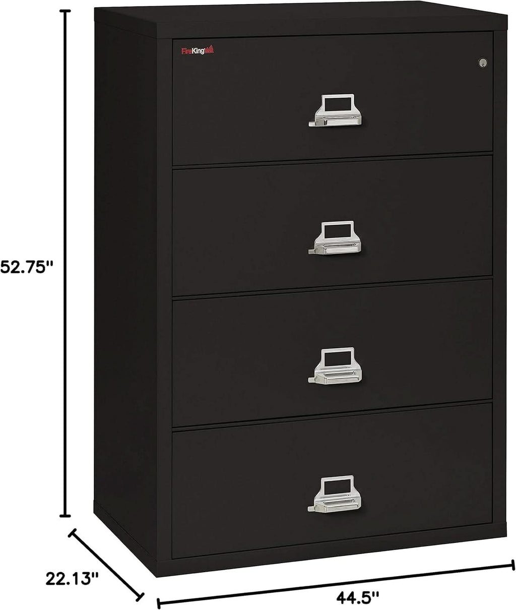 Lateral 4 Drawer Fire Safe File Cabinet With Key Lock Black
