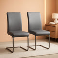 Gray PU Leather Dining Chairs For Kitchen Set Of 2