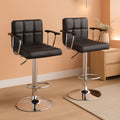 Two Adjustable Swivel Bar Stools With Back Grey PU Leather