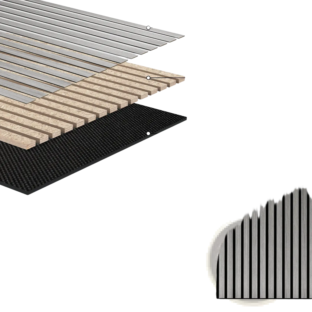 Acoustic Wood Slat Wall Panels 24x24 Gray 4 Pack
