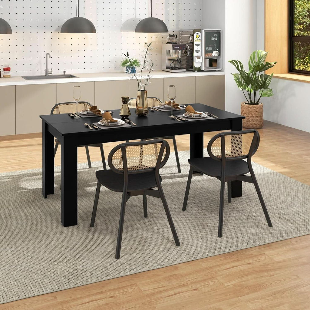 63 Inch Wood Dining Table For Four To Six People Black