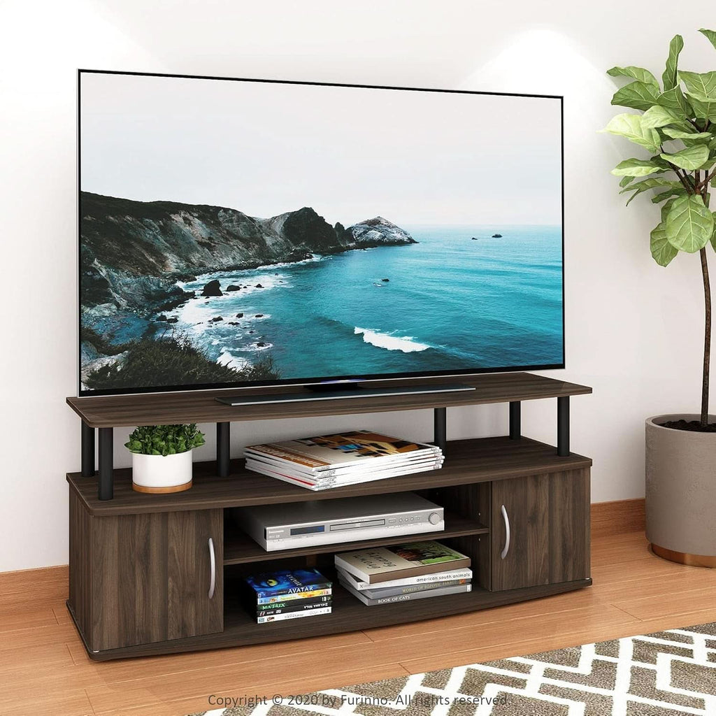 JAYA Large TV Stand for 55 Inch TVs Walnut Black Finish