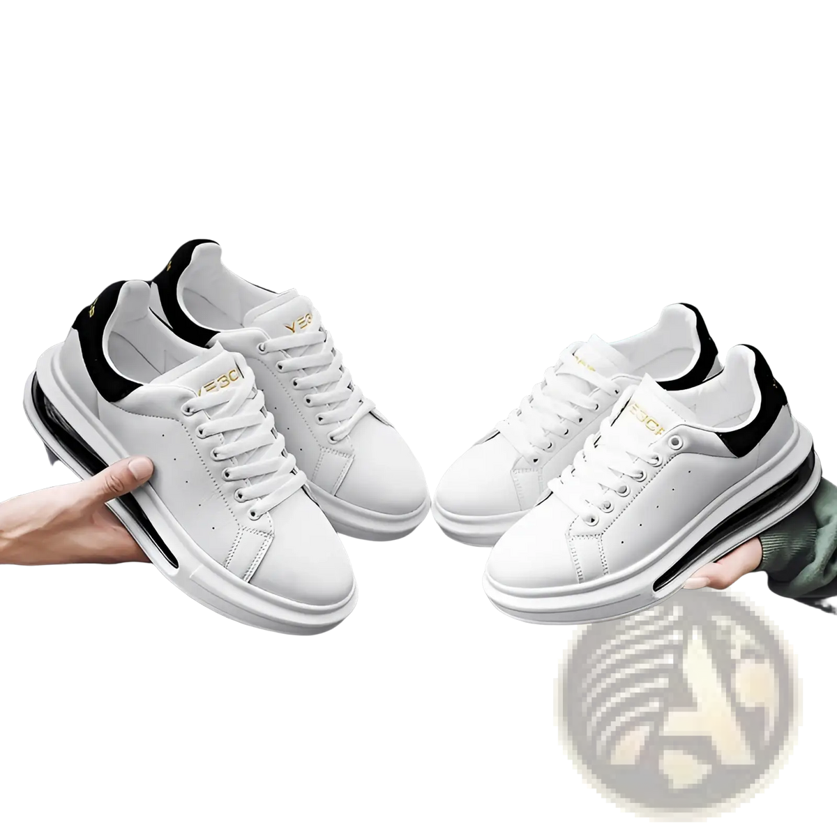 Air Cushion Sports Sneakers with Pu Leather Upper
