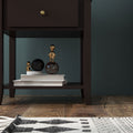 Nightstand with Drawer and Storage Shelf for Bedroom Living Room-Espresso