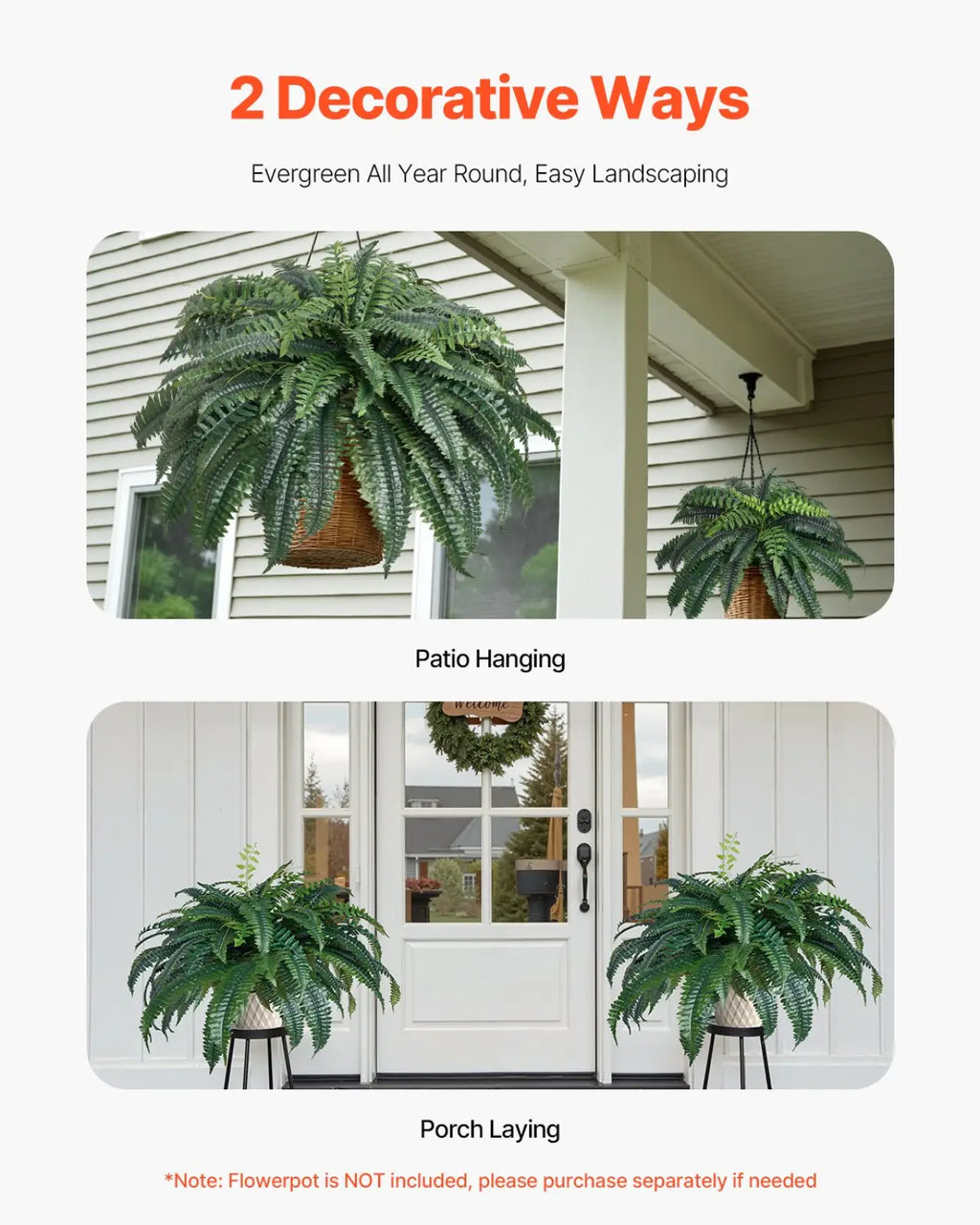 Artificial Boston Fern 47 Inch Large Faux Plant