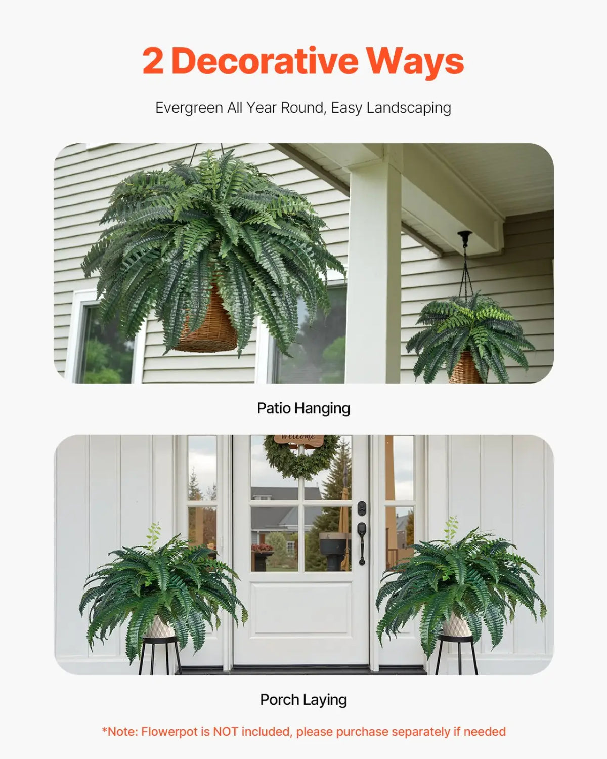 Artificial Boston Fern 47 Inch Large Faux Plant