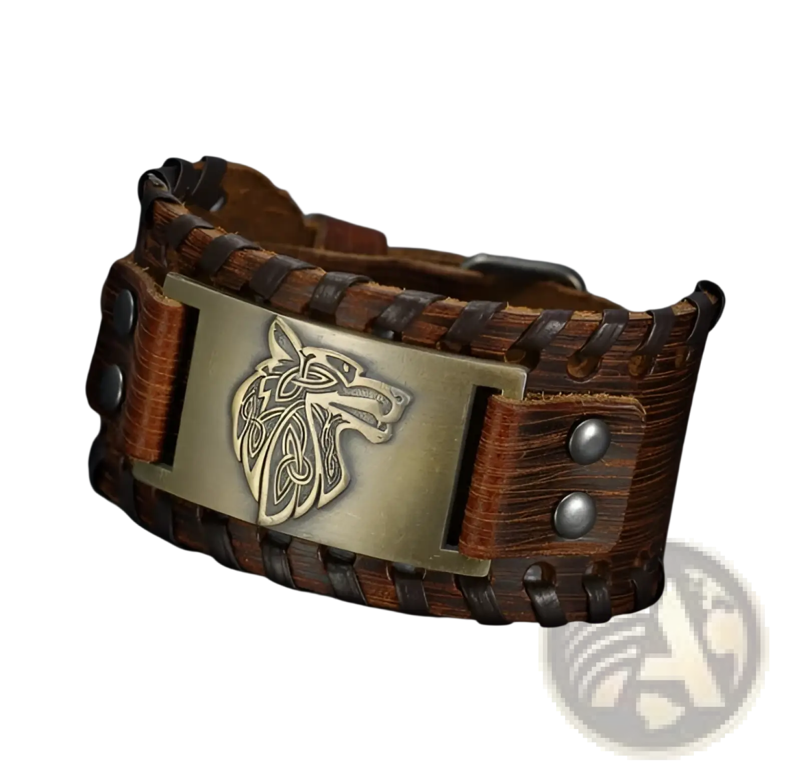 Asgard Fenrir Viking Wolf Braided Leather Buckle Arm Cuff