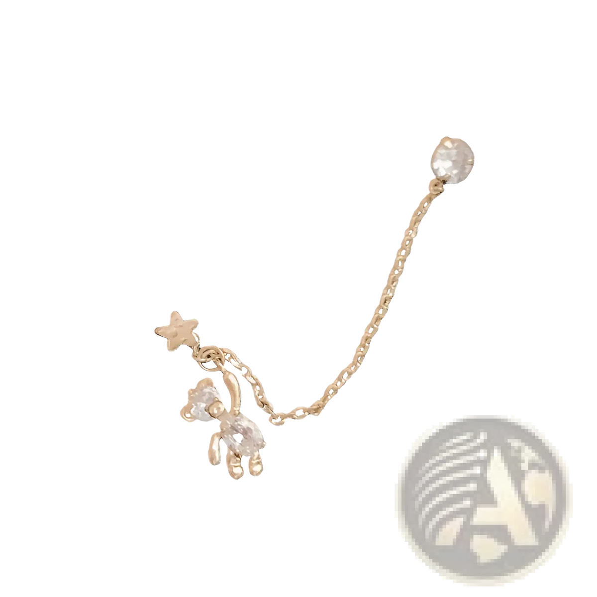 Asymmetrical Rhinestone Bear and Star Tassel Ear Cuffs