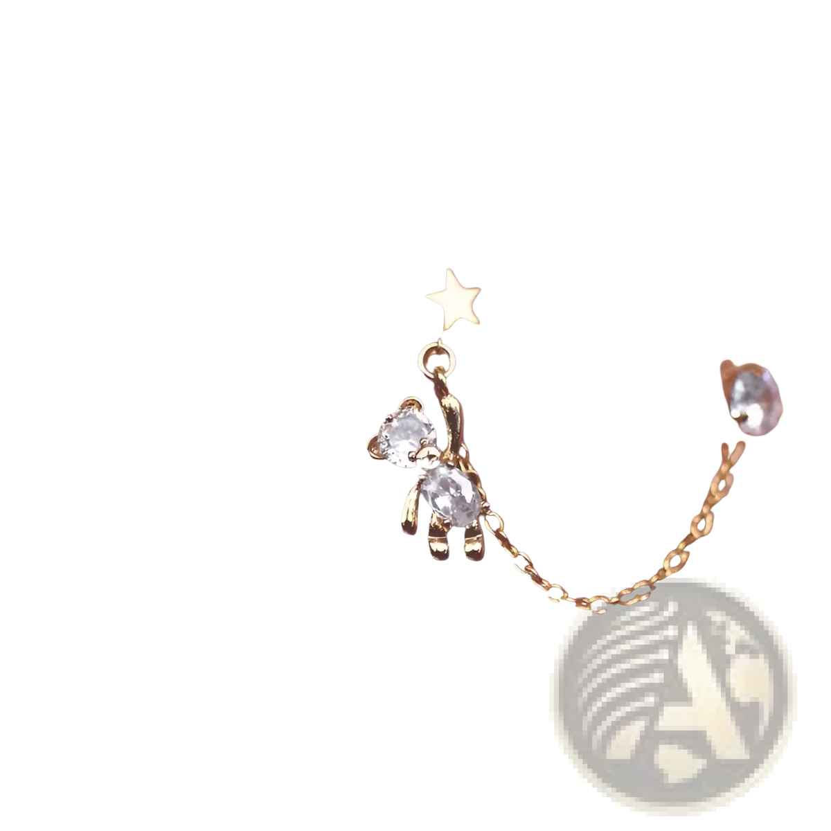 Asymmetrical Rhinestone Bear and Star Tassel Ear Cuffs