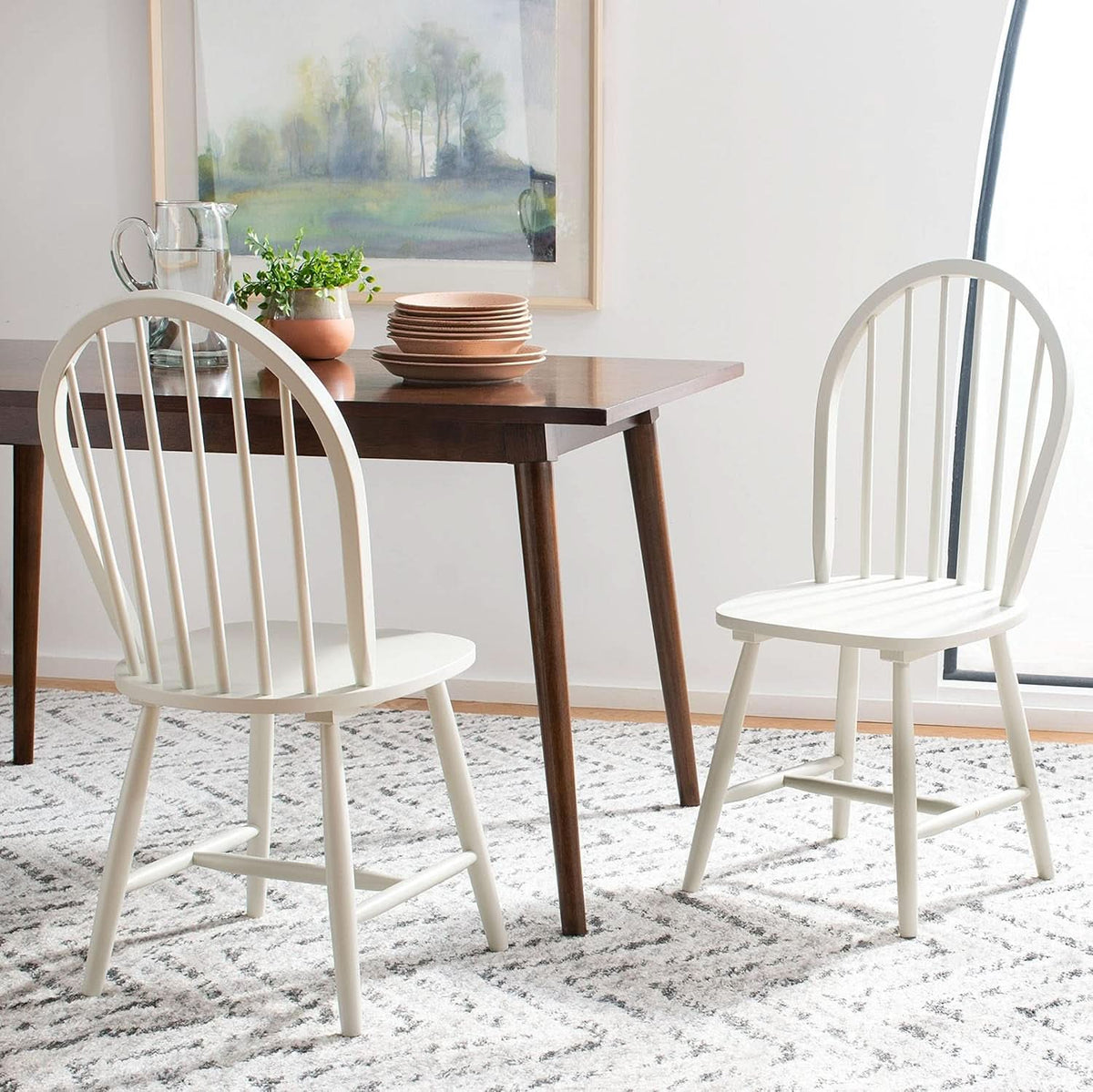 Camden 18 Inch Farmhouse Black Spindle Back Dining Chairs Pair