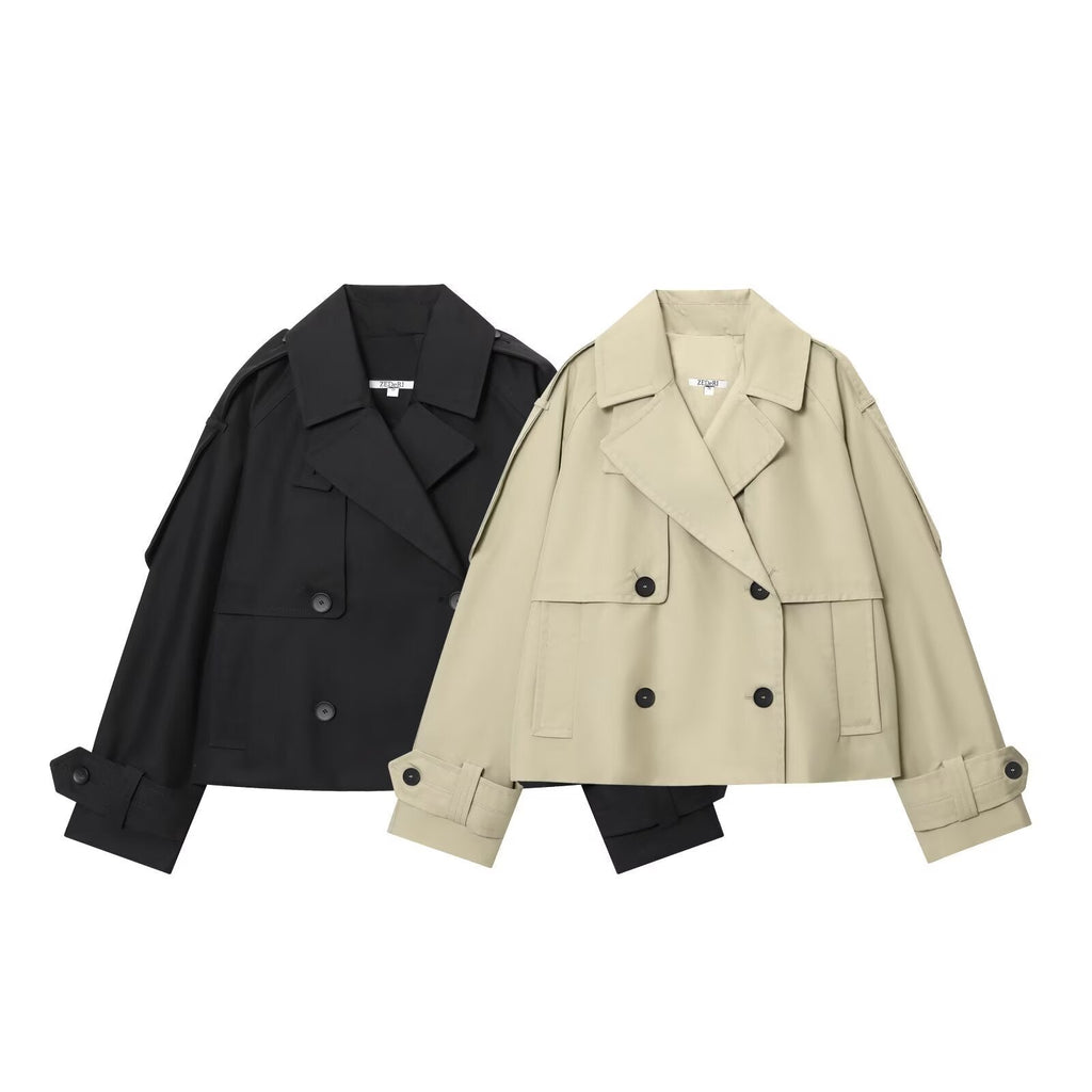 Instagram-style Chic Water-repellent Short Trench Coat