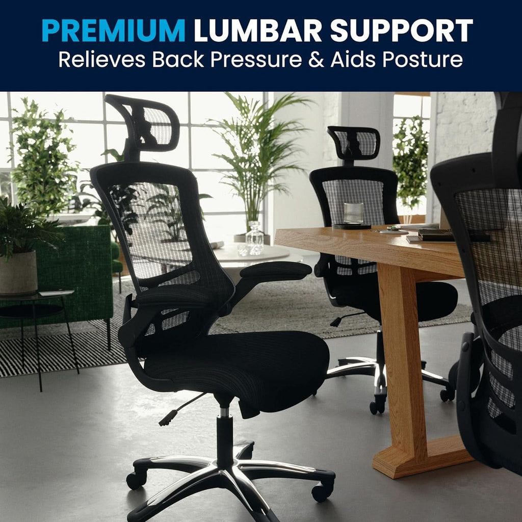 High Back Swivel Office Chair With Lumbar Support Black