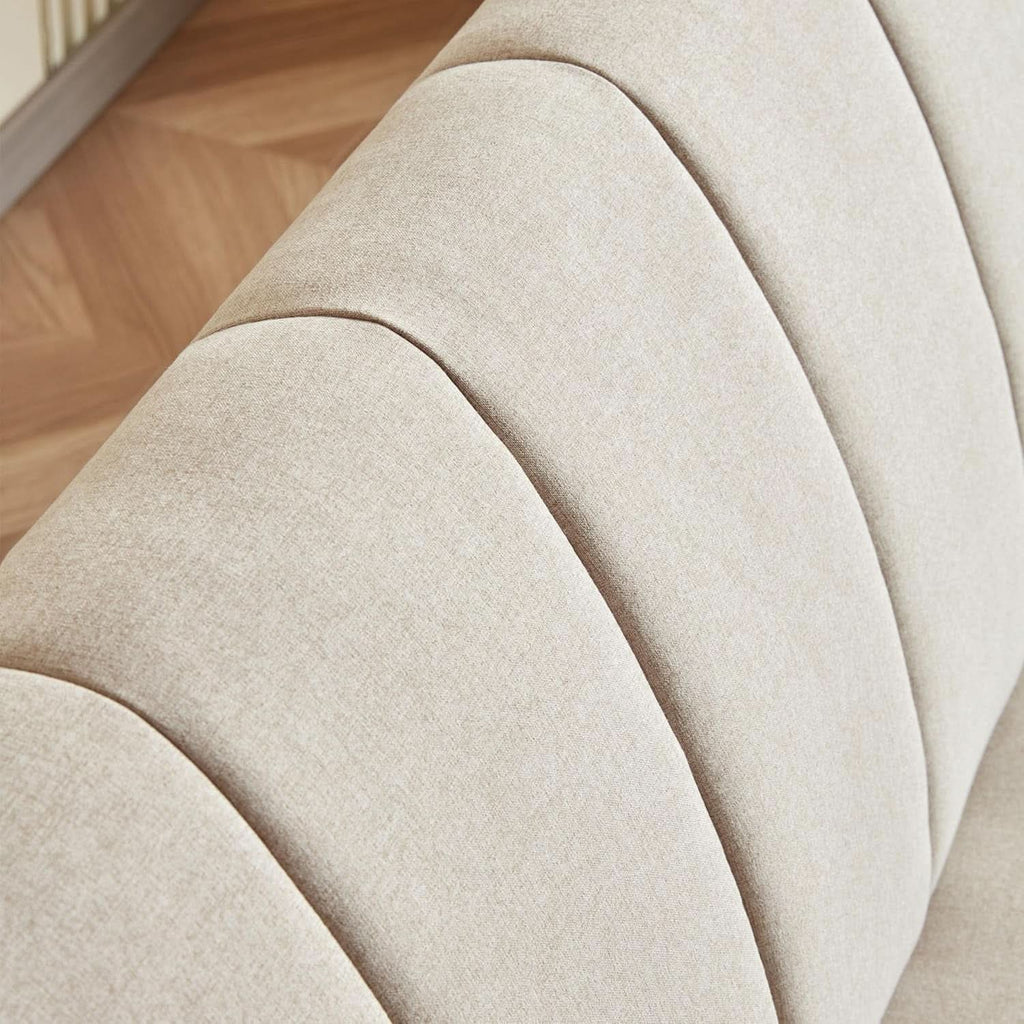 Beige Convertible Futon Sofa Bed For Living Room Use