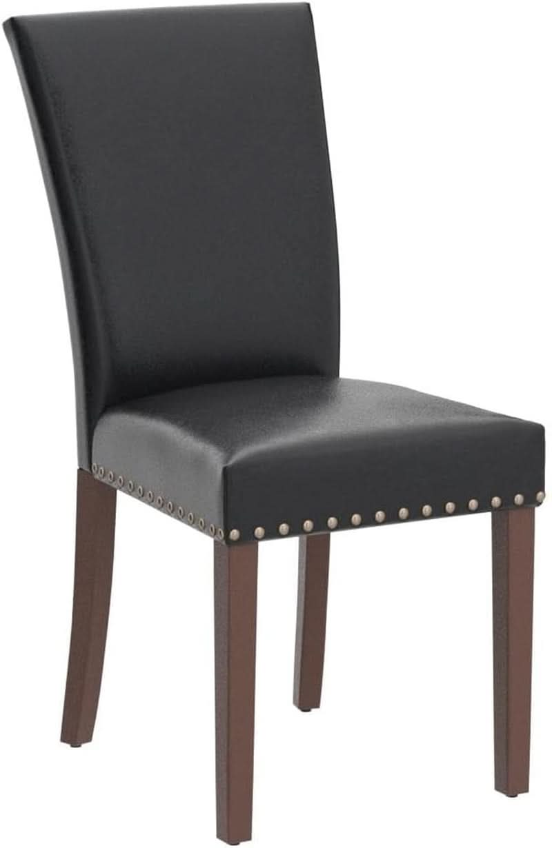 Parsons Dining Chairs Set Of 4 Black Upholstered Nailhead Trim