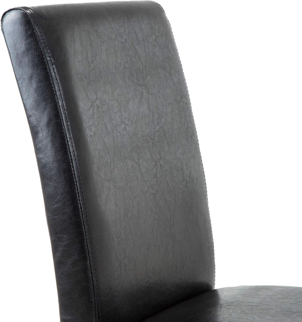 Modern PU Upholstered Dining Chairs Black Cushioned Seats