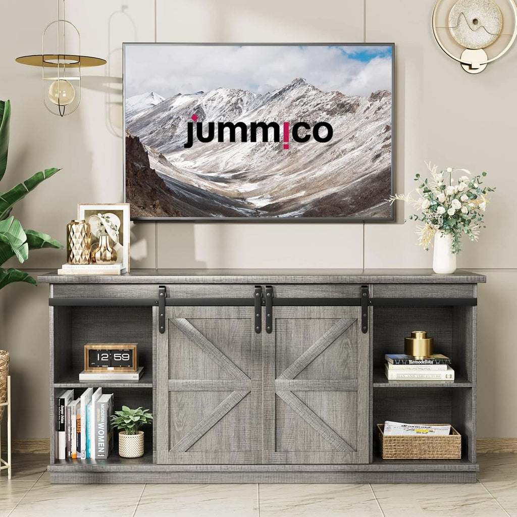 65 Inch TV Stand With Sliding Barn Doors Media Console