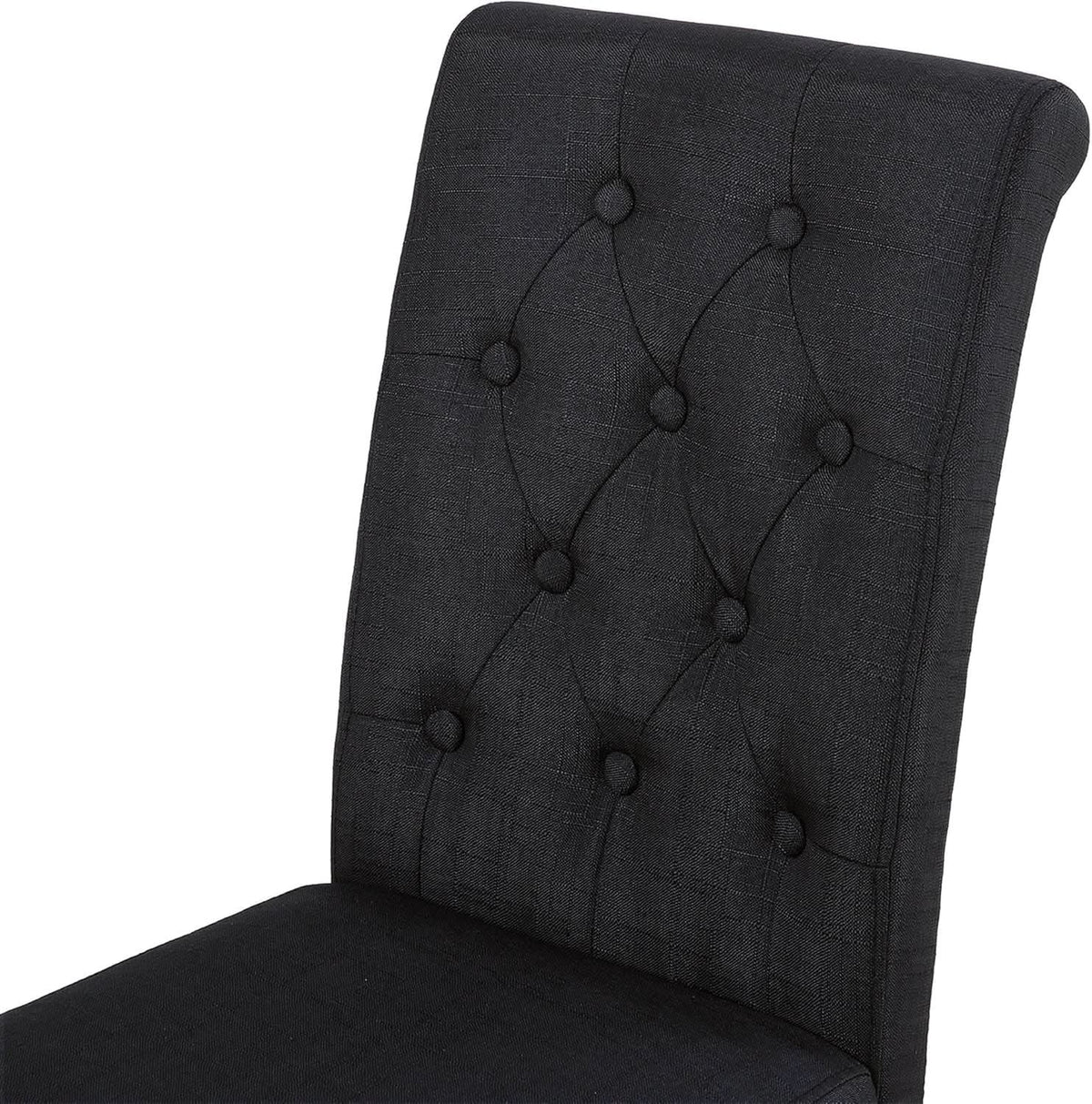 Two Upholstered Fabric Dining Chairs Button Tufting Black