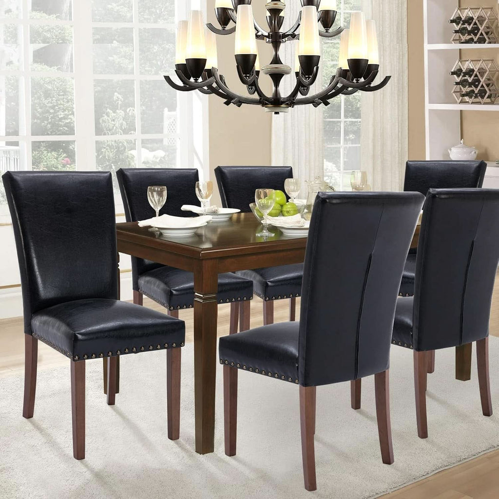 Parsons Dining Chairs Set Of 4 Black Upholstered Nailhead Trim