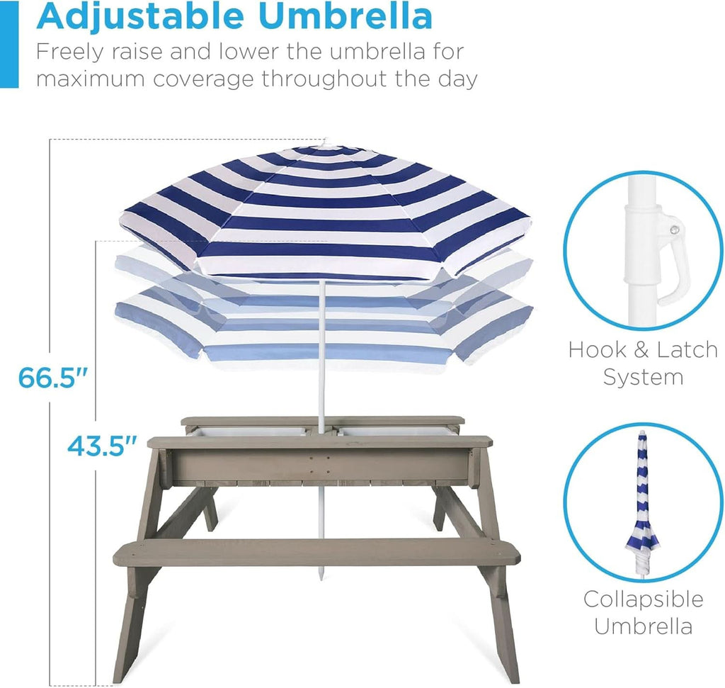 Gray Navy Kids Three In One Sand And Water Table Umbrella