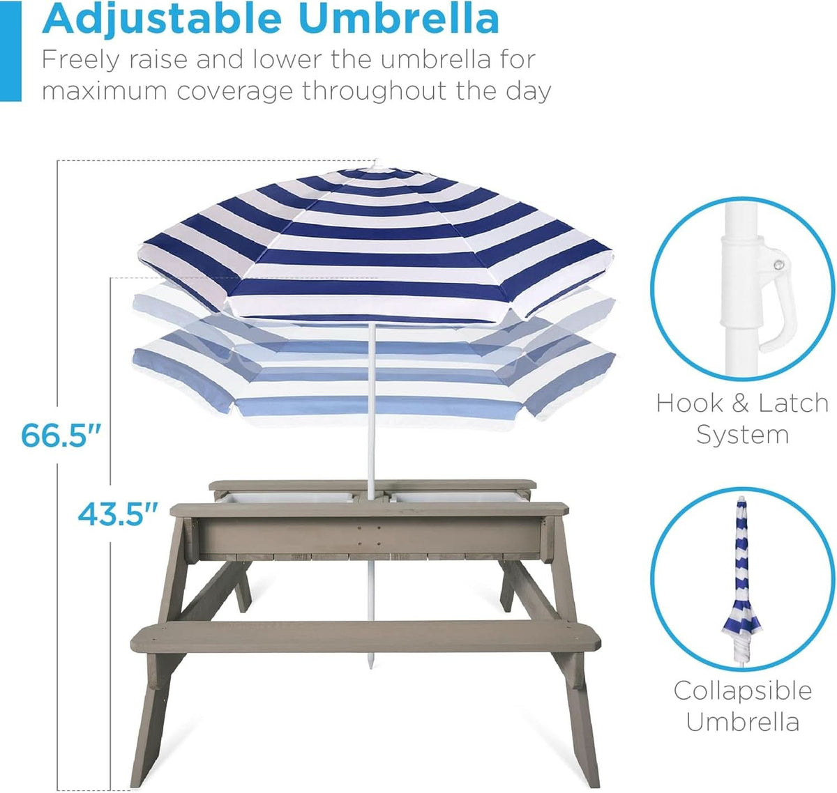 Gray Navy Kids Three In One Sand And Water Table Umbrella