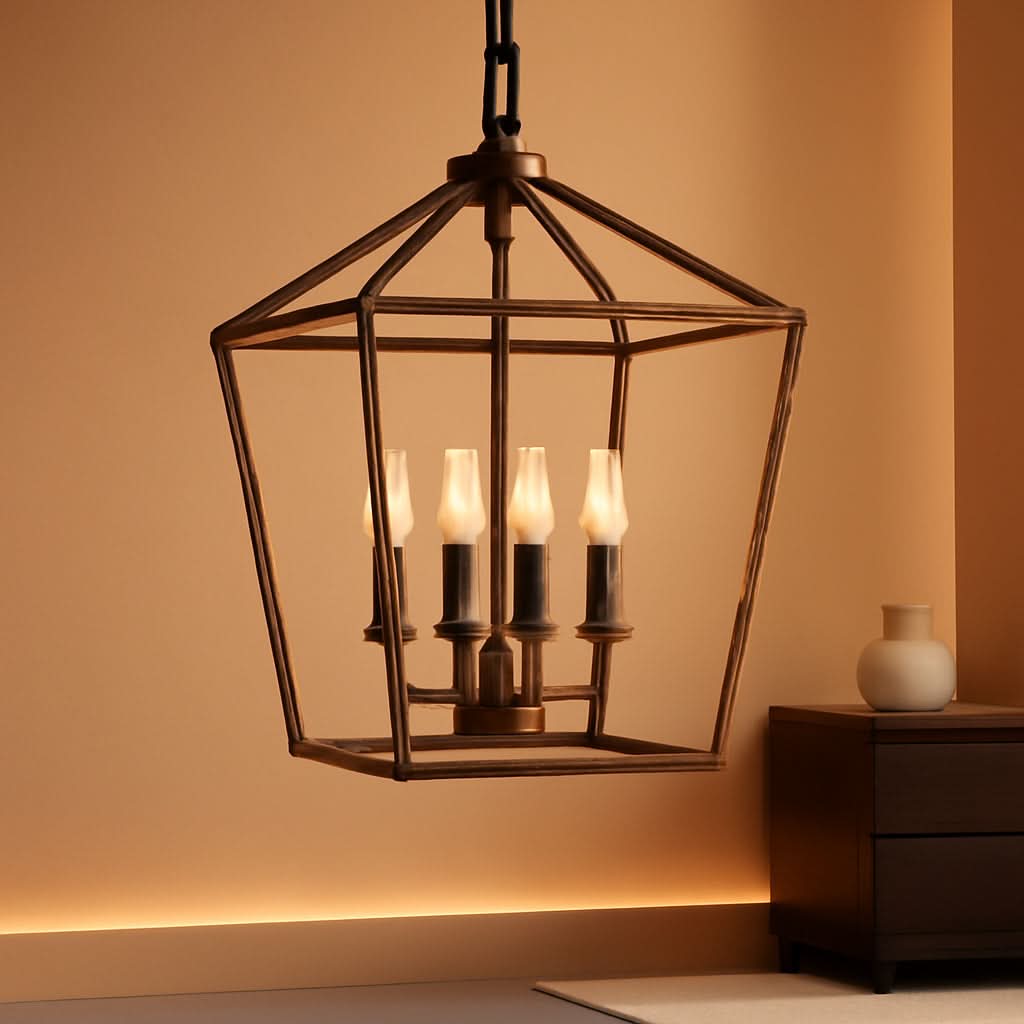Antique Bronze 4-Light Chandelier Pendant Light Dining