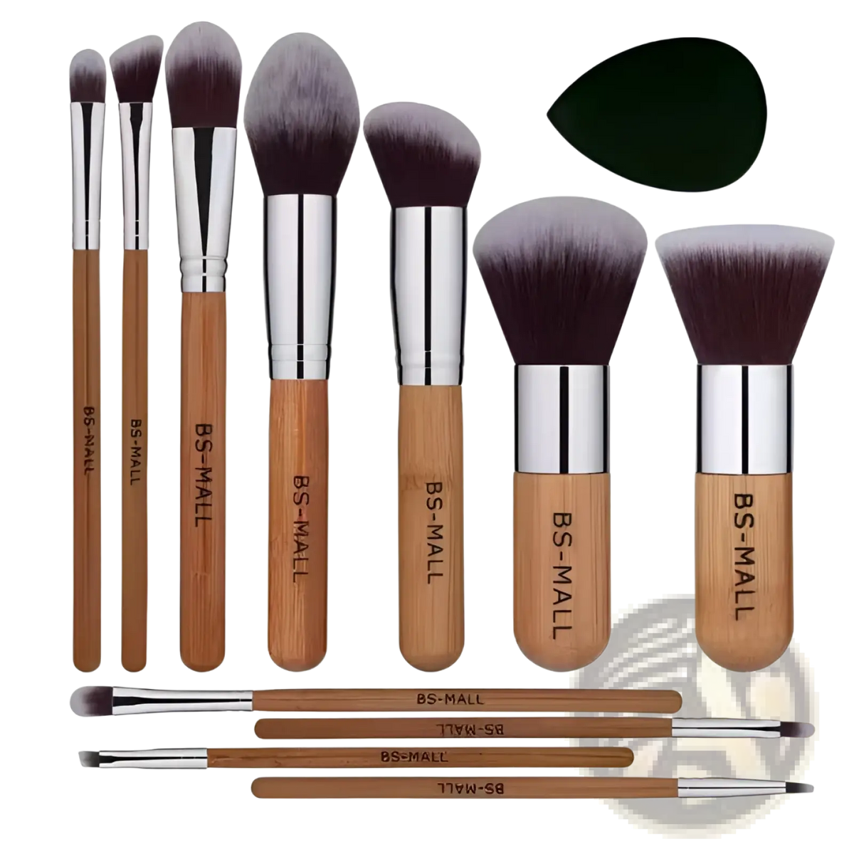 Bamboo Makeup Brush Set with Sponge 11 Pieces