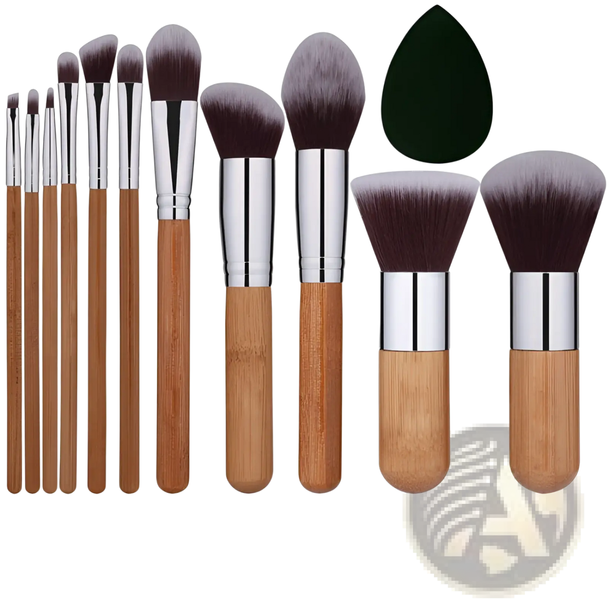 Bamboo Makeup Brush Set with Sponge 11 Pieces