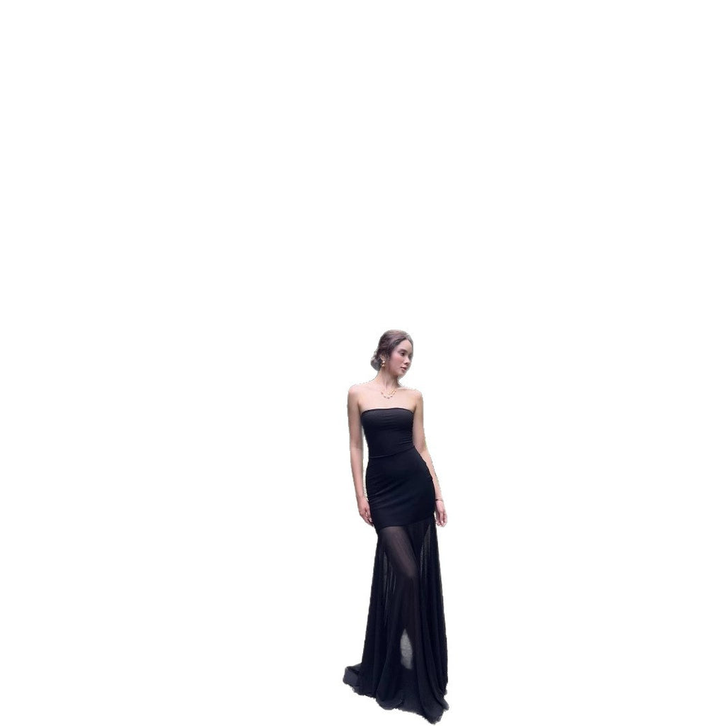 Solid Color Chest-wrapped Mesh Dress Sleeveless