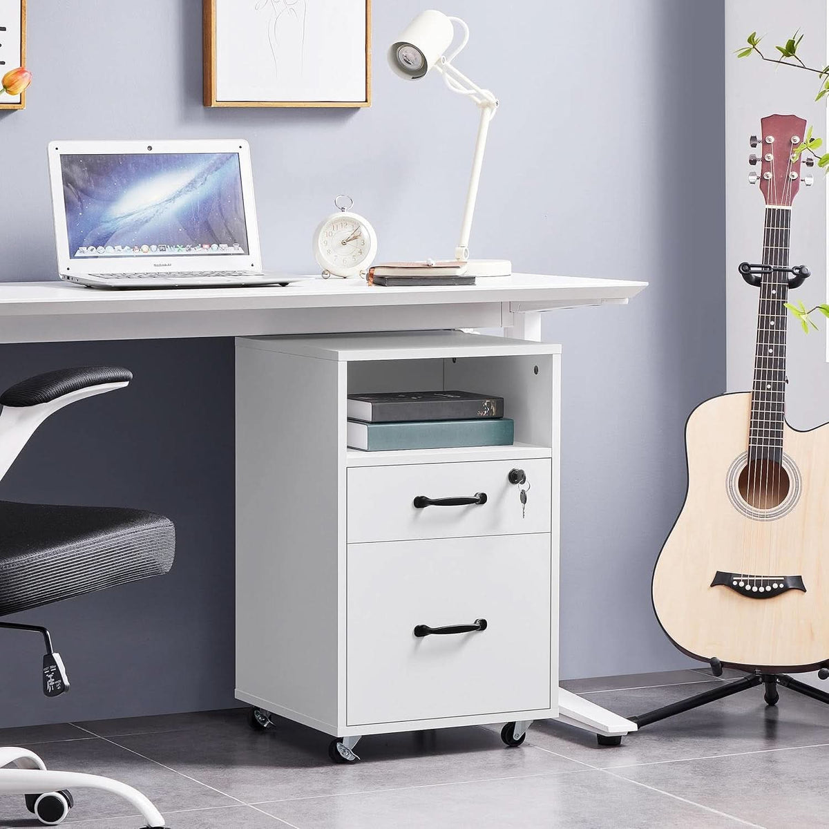 White Vertical File Cabinet With Locking Top Drawer