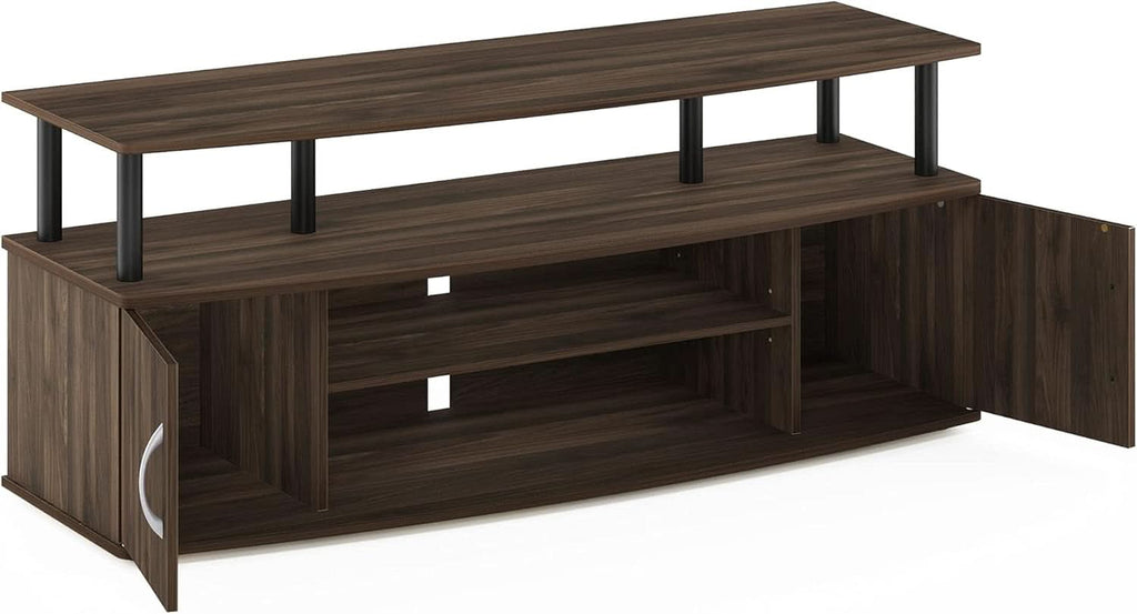 JAYA Large TV Stand for 55 Inch TVs Walnut Black Finish