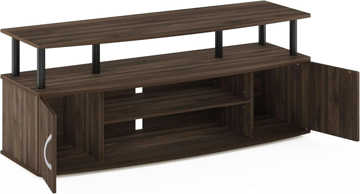 JAYA Large TV Stand for 55 Inch TVs Walnut Black Finish